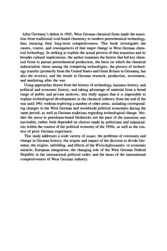 Opting for Oil: The Political Economy of Technological Change in the West German Industry, 1945-1961