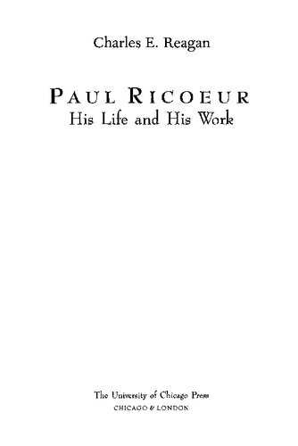 Paul Ricoeur: His Life and His Work