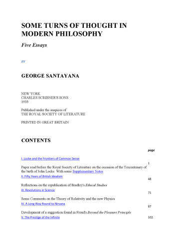 Some Turns of Thought in Modern Philosophy: Five Essays