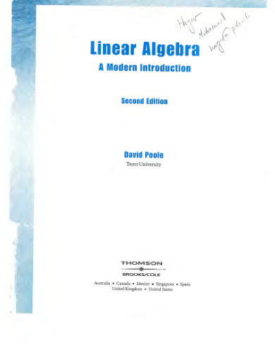 Linear Algebra: A Modern Introduction