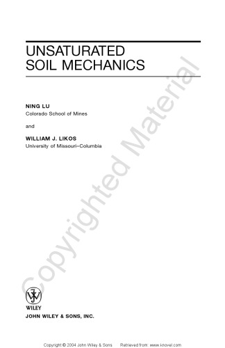 Unsaturated Soil Mechanics