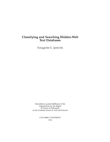 Classifying and Searching Hidden-Web Text Databases