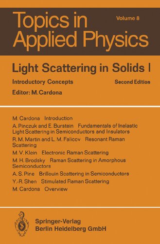 Light Scattering in Solids I: Introductory Concepts (Topics in Applied Physics, 8)