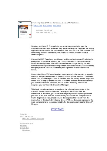 Developing Cisco IP Phone Services: A Cisco AVVID Solution