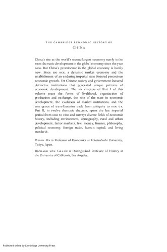 The Cambridge Economic History of China: Volume 1, To 1800