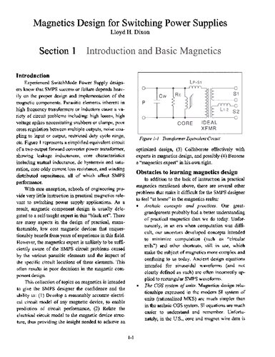 Magnetics Design for Switching Power Supplies
