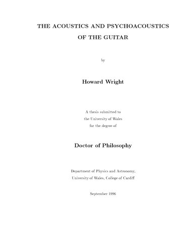 [Dissertation] The Acoustics and Psychoacoustics of the Guitar