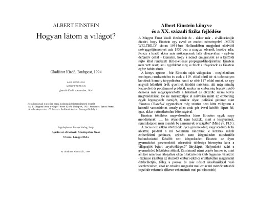 Hogyan látom a világot?   Mein Weltbild   World As I See It