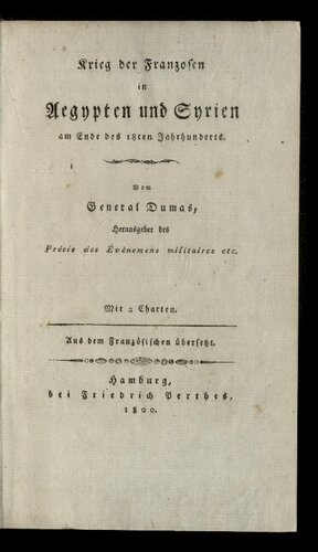 Krieg der Franzosen in Ägypten und Syrien am Ende des 18ten Jahrhunderts