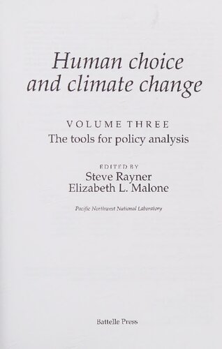 Human Choice and Climate Change , vol 3 :  The Tools for Policy Analysis