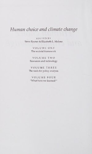 Human Choice and Climate Chang , vol. 1 : The Societal Framework