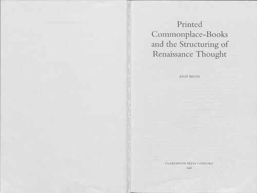 Printed commonplace-books and the structuring of Renaissance thought