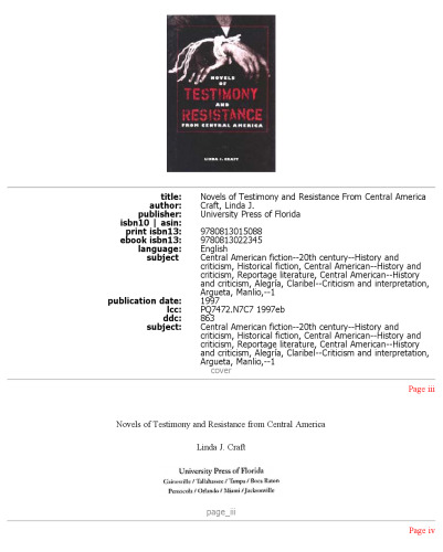 Novels of Testimony and Resistance from Central America