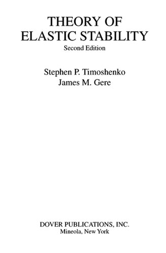 Theory of Elastic Stability (Dover Civil and Mechanical Engineering)