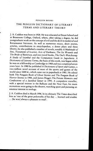 Penguin Dictionary of Literary Terms and Literary Theory