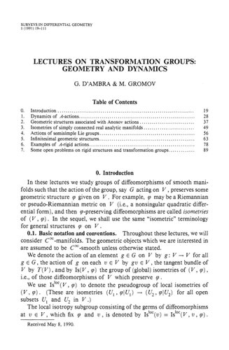 Lectures on transformation groups.. Geometry and dynamics