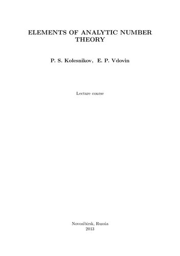 Elements of analytic number theory