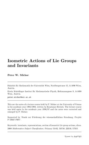 Isometric actions of Lie groups and invariants [Transformation groups]