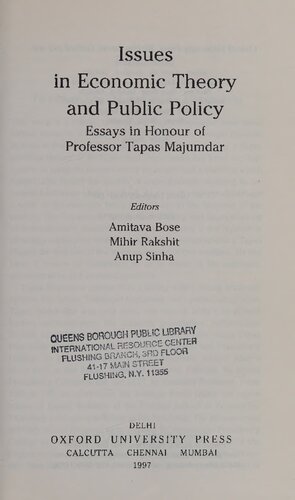 Issues in economic theory and public policy : essays in honour of Professor Tapas Majumdar