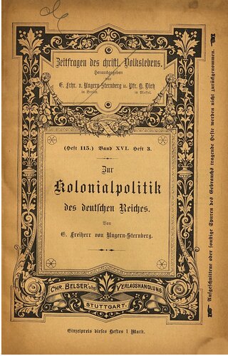 Zur Kolonialpolitik des Deutschen Reiches