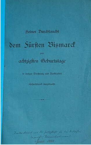 Bismarck als Künstler in Politik und Sprache: (Vorgedruckt, ist ein Bismarckgedicht desselben Verfassers) Sonderabdruck aus der Zeitschrift für den deutschen Unterricht