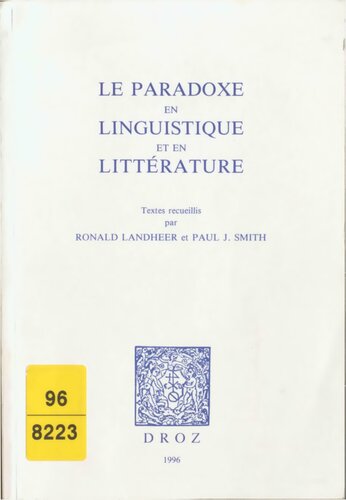 Le paradoxe en linguistique et en litterature