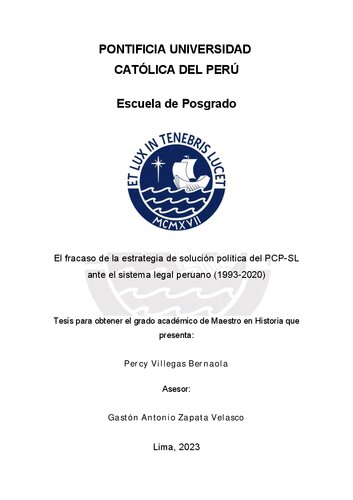 El fracaso de la estrategia de solución política del PCP-SL (Sendero Luminoso) ante el sistema legal peruano (1993-2020)