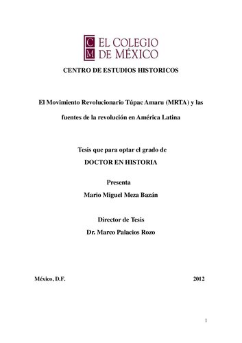 El Movimiento Revolucionario Túpac Amaru (MRTA) y las fuentes de la revolución en América Latina