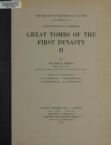 Great Tombs of the First Dynasty: Excavations at Saqqara