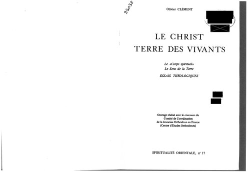 Le Christ, terre des vivants: essais théologiques