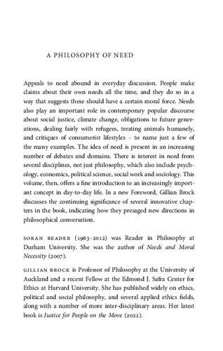 A Philosophy of Need