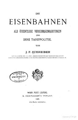 Die Eisenbahnen als öffentliche Verkehrseinrichtungen und ihre Tarifpolitik