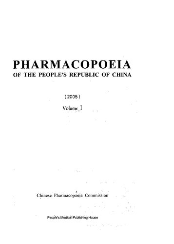 Pharmacopoeia of the People's Republic of China, Volume 1, including TCM Traditional Chinese Medicine