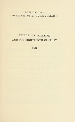 Studies on Voltaire and the Eighteenth Century