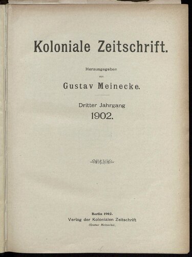 Koloniale Zeitschrift