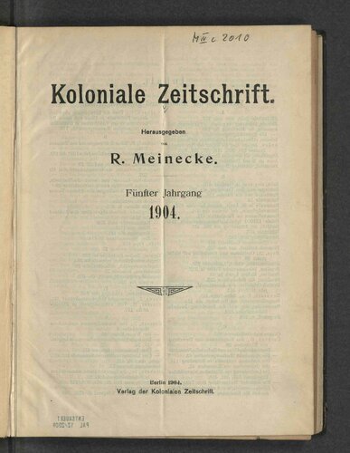 Koloniale Zeitschrift