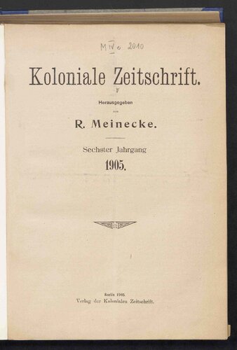 Koloniale Zeitschrift