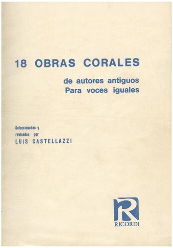18 obras corales de autores antiguos para voces iguales