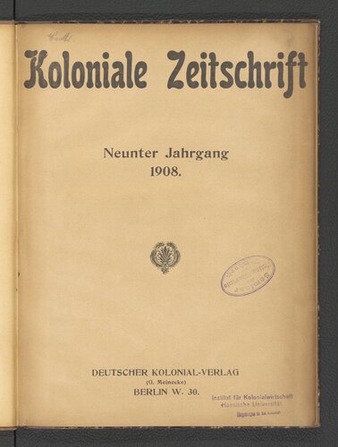 Koloniale Zeitschrift / Heft 1 - 5