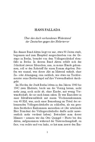 Über den doch vorhandenen Widerstand der Deutschen gegen den Hitlerterror