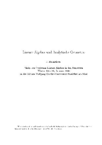 Lineare Algebra und analytische Geometrie