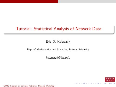 Tutorial: Statistical Analysis of Network Data
