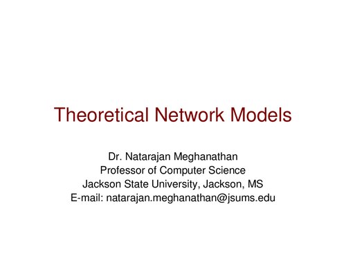 Theoretical Network Models
