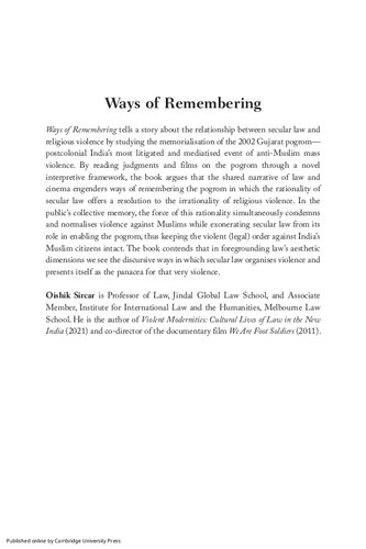 Ways of Remembering: Law, Cinema and Collective Memory in the New India