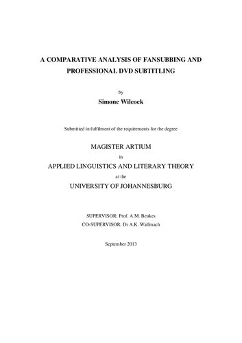 A Comparative Analysis of Fansubbing and Professional DVD Subtitling