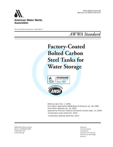ANSI AWWA D103-09 Factory-Coated Bolter Carbon Steel Tanks for Water Storage