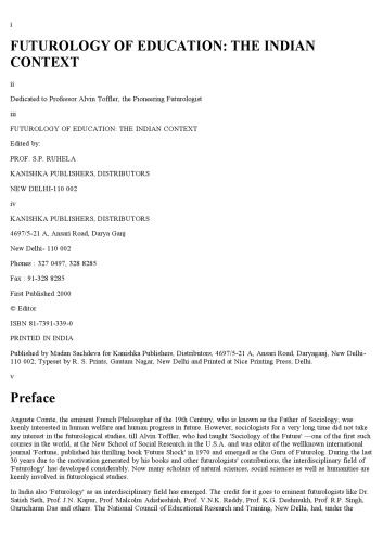 Futurology of Education ; The Indian Context