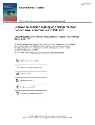 Evacuation decision making and risk perception: flooded rural communities in Pakistan
