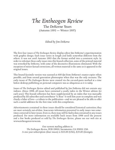 The Entheogen Review Complete 1992-2008