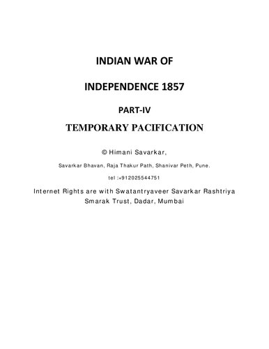 Indian War of Independence, 1857: Temporary Pacification